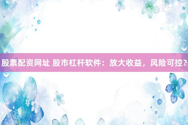 股票配资网址 股市杠杆软件：放大收益，风险可控？