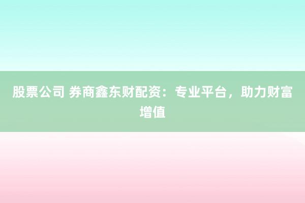 股票公司 券商鑫东财配资：专业平台，助力财富增值