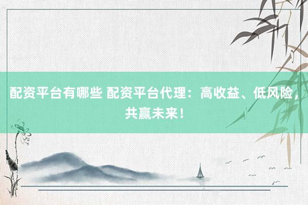 配资平台有哪些 配资平台代理：高收益、低风险，共赢未来！