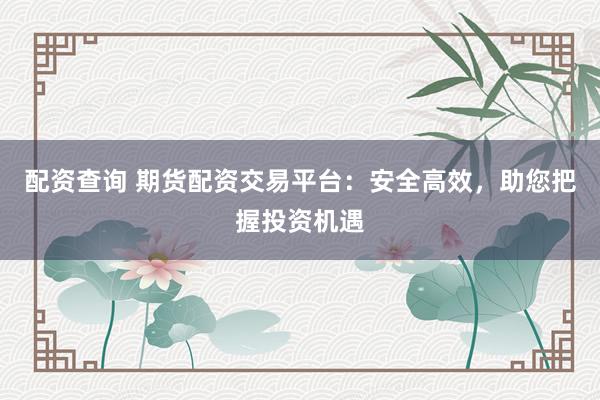 配资查询 期货配资交易平台：安全高效，助您把握投资机遇